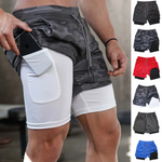Load image into Gallery viewer, Shorts de fitness à double pont pour hommes
