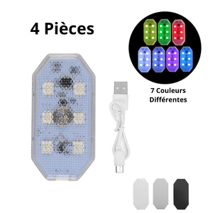 Lampe Magnétique LED Sans Fil – Éclairage Intérieur de Voiture Rechargeable USB (4 Pièces )