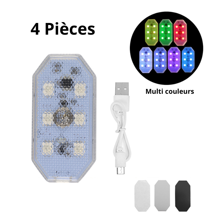 Lampe Magnétique LED Sans Fil – Éclairage Intérieur de Voiture Rechargeable USB (4 Pièces )