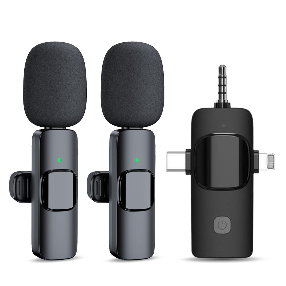 🎤 Microphone de Cravate Sans Fil 3 en 1  – Haute Qualité Audio & Réduction de Bruit