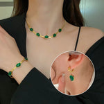 Load image into Gallery viewer, Ensemble de bijoux en acier inoxydable émeraude
